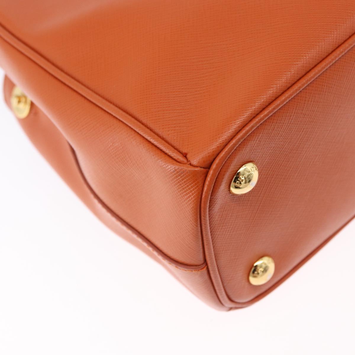 PRADA Hand Bag Safiano Leather 2way Orange Gold Auth BA15151