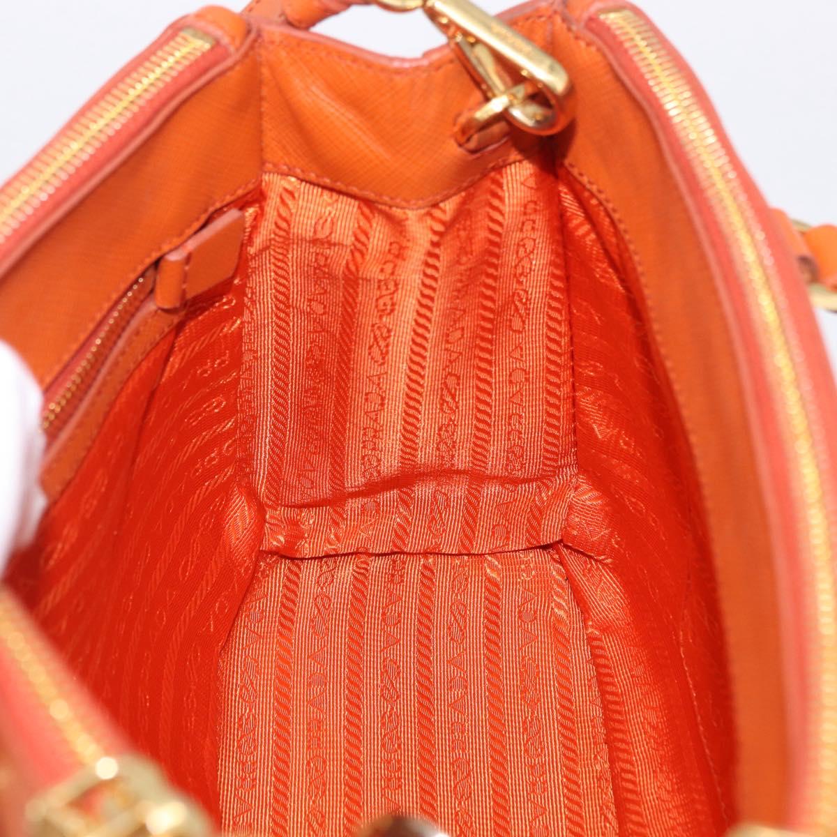 PRADA Hand Bag Safiano Leather 2way Orange Gold Auth BA15151