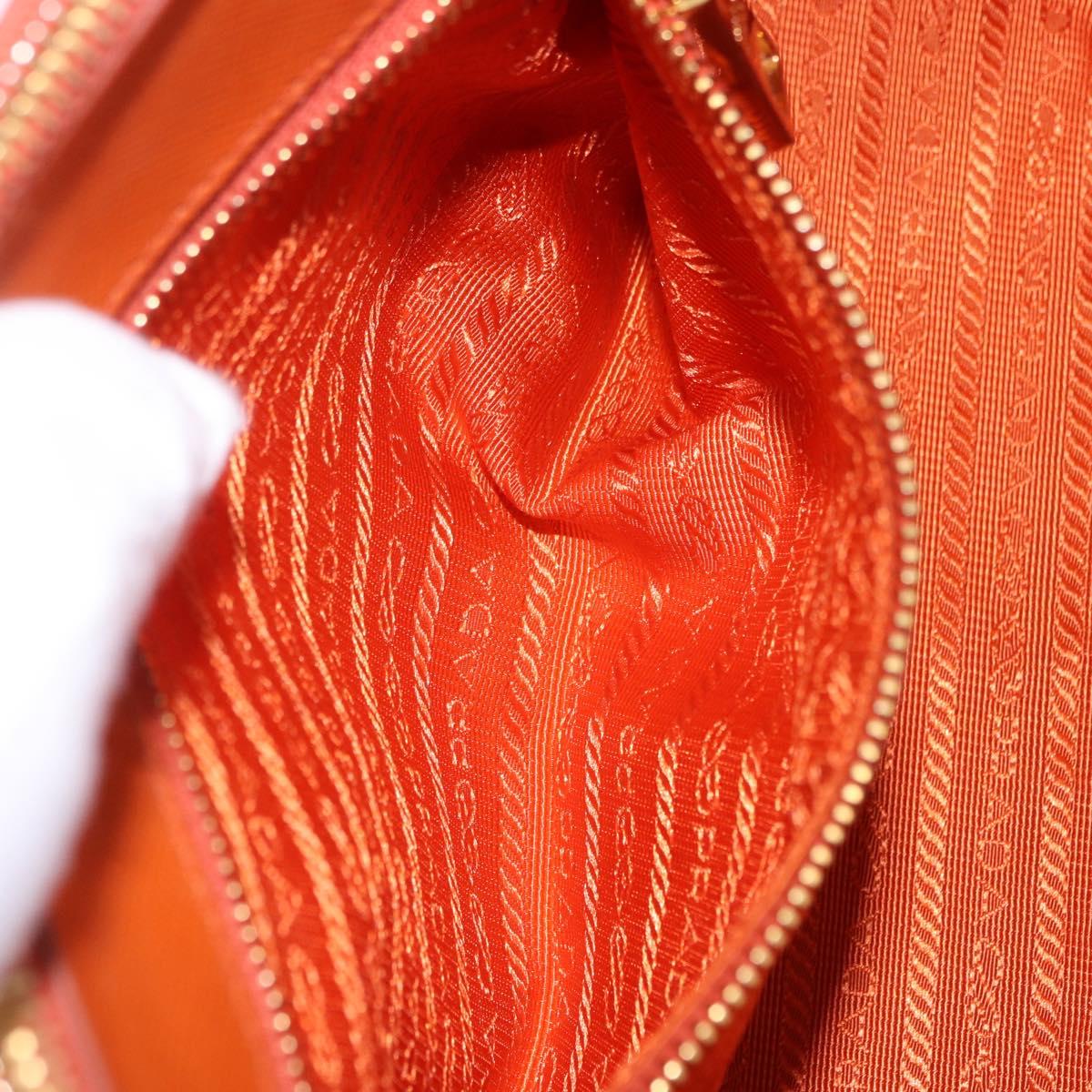 PRADA Hand Bag Safiano Leather 2way Orange Gold Auth BA15151