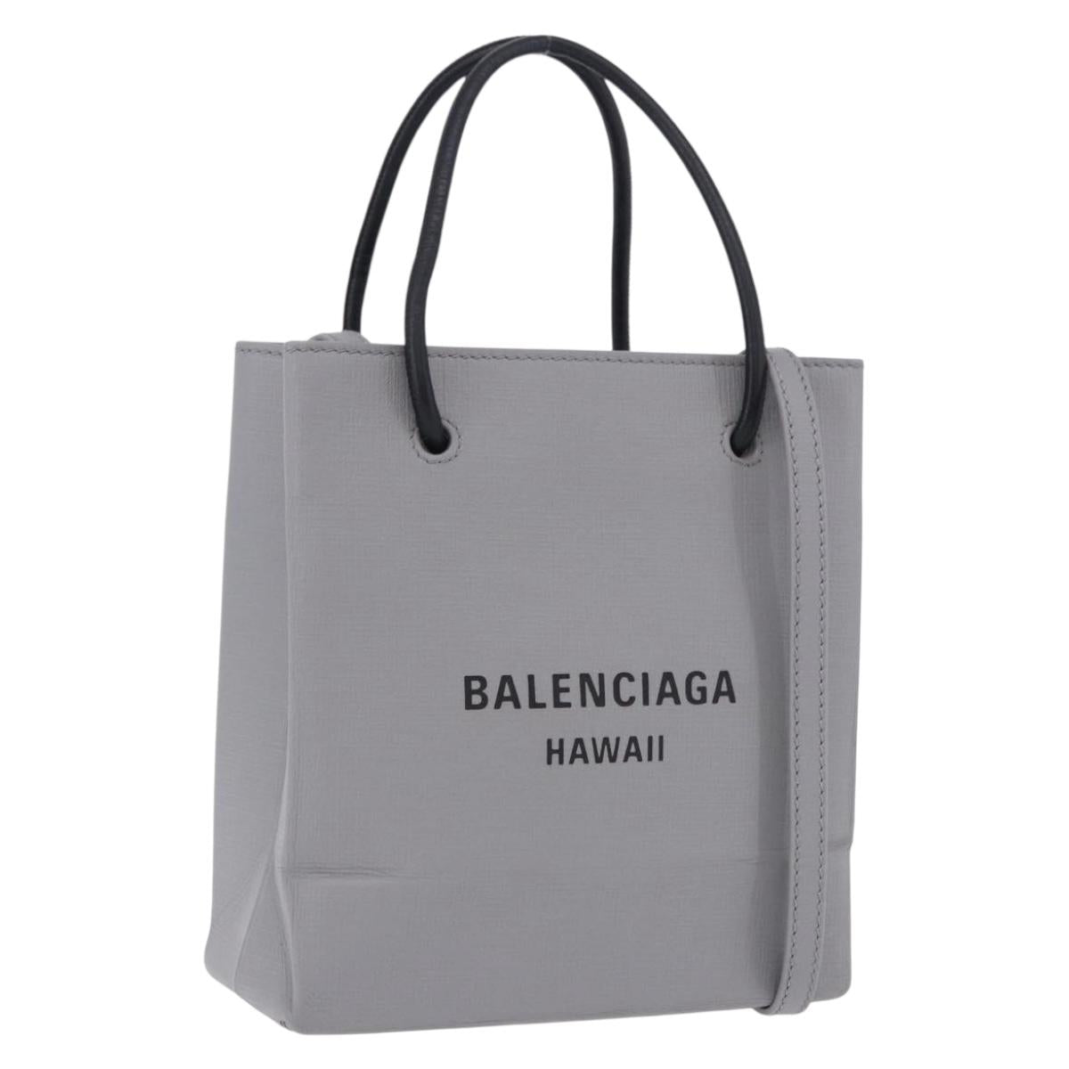 BALENCIAGA Shopping Tote Bag XXS Leather 2way Gray Silver 555140 Auth BA15153V