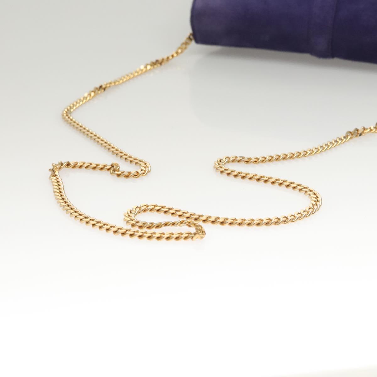 CELINE Chain Shoulder Bag Suede Purple Auth BA1516