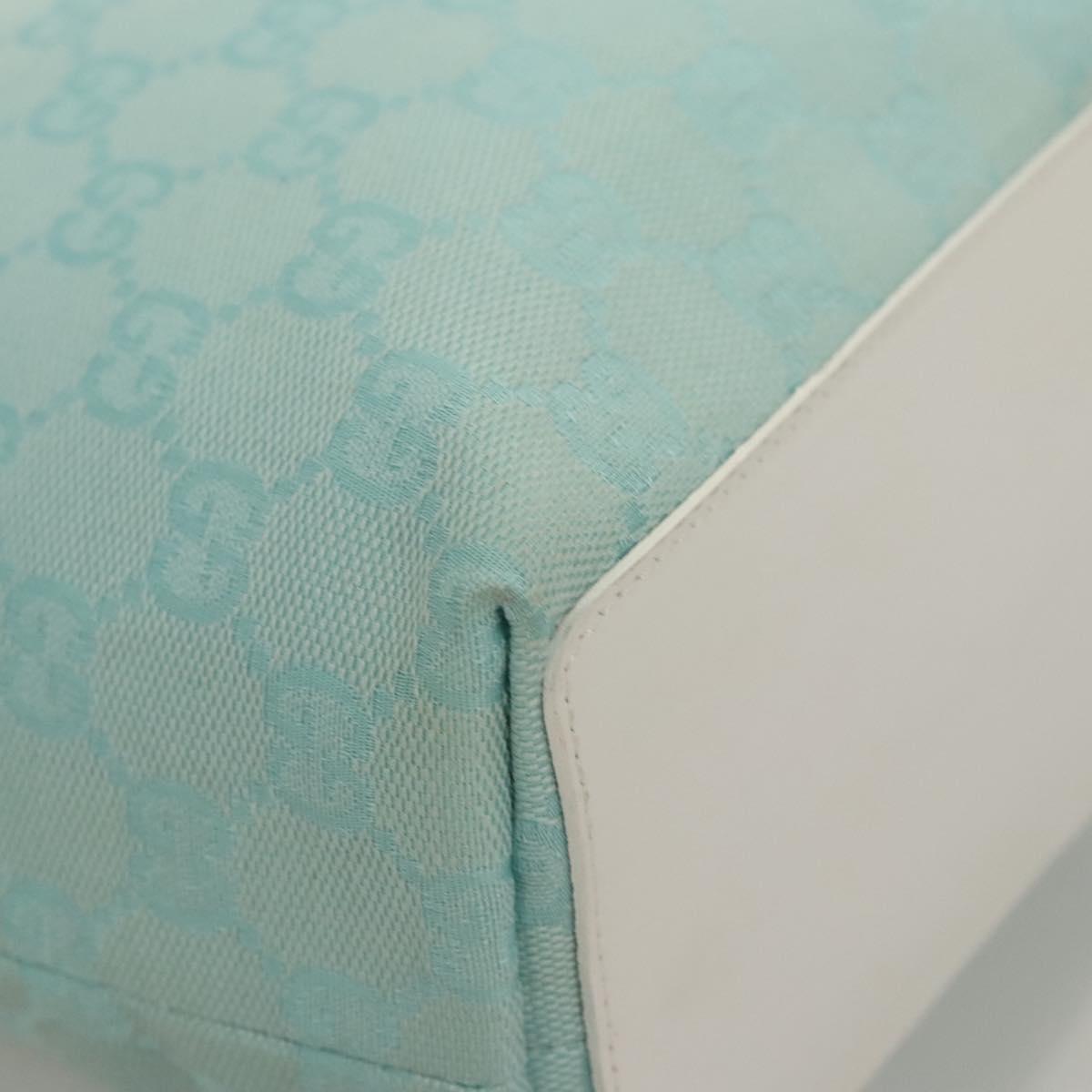 GUCCI GG Canvas Tote Bag Light Blue Gold 002 1099 Auth BA1517