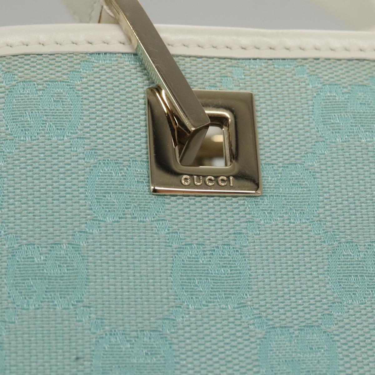 GUCCI GG Canvas Tote Bag Light Blue Gold 002 1099 Auth BA1517