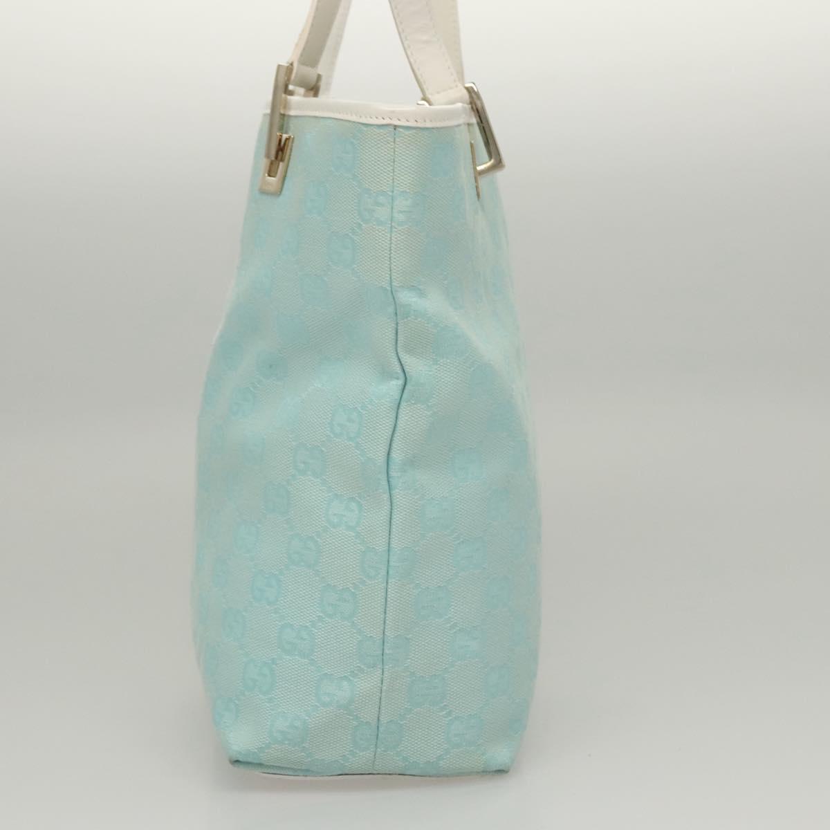 GUCCI GG Canvas Tote Bag Light Blue Gold 002 1099 Auth BA1517