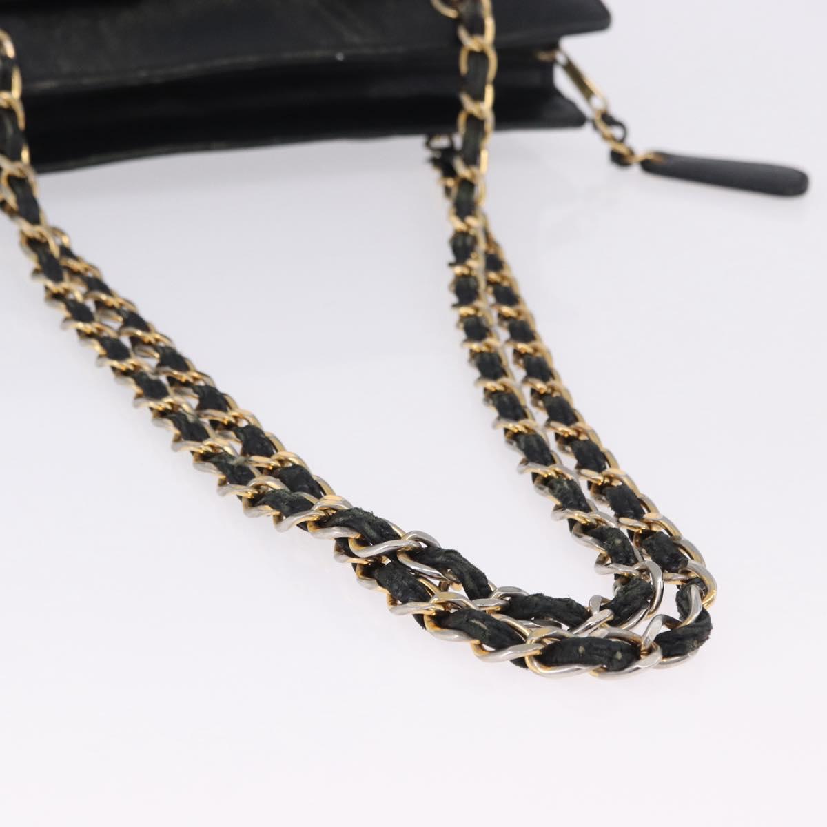 CHANEL Chain Tote Bag Caviar Skin Black Gold CC Auth BA15172