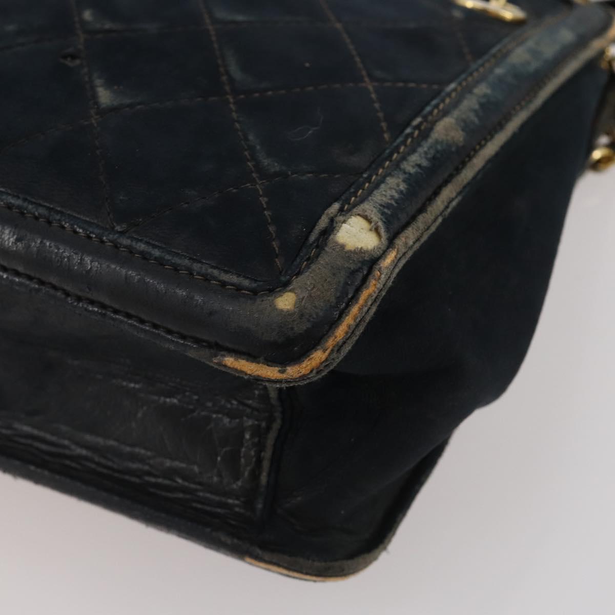 CHANEL Matelasse Chain Shoulder Bag Suede Black Gold CC Auth BA15173