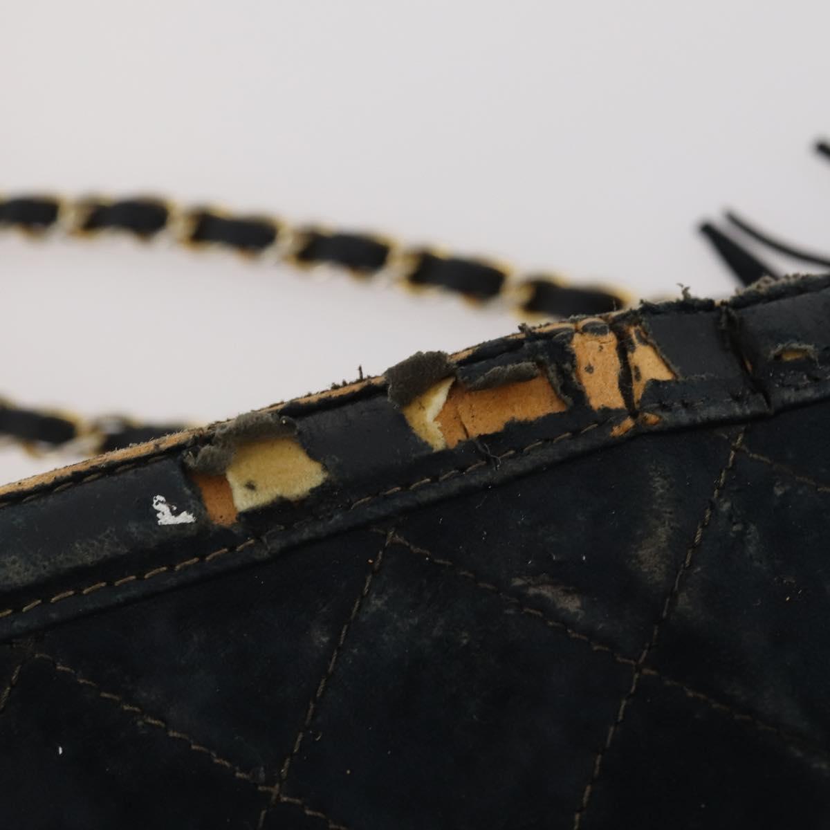 CHANEL Matelasse Chain Shoulder Bag Suede Black Gold CC Auth BA15173