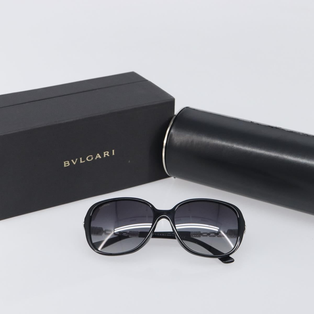 BVLGARI Sunglasses Plastic Black Silver Auth BA15183