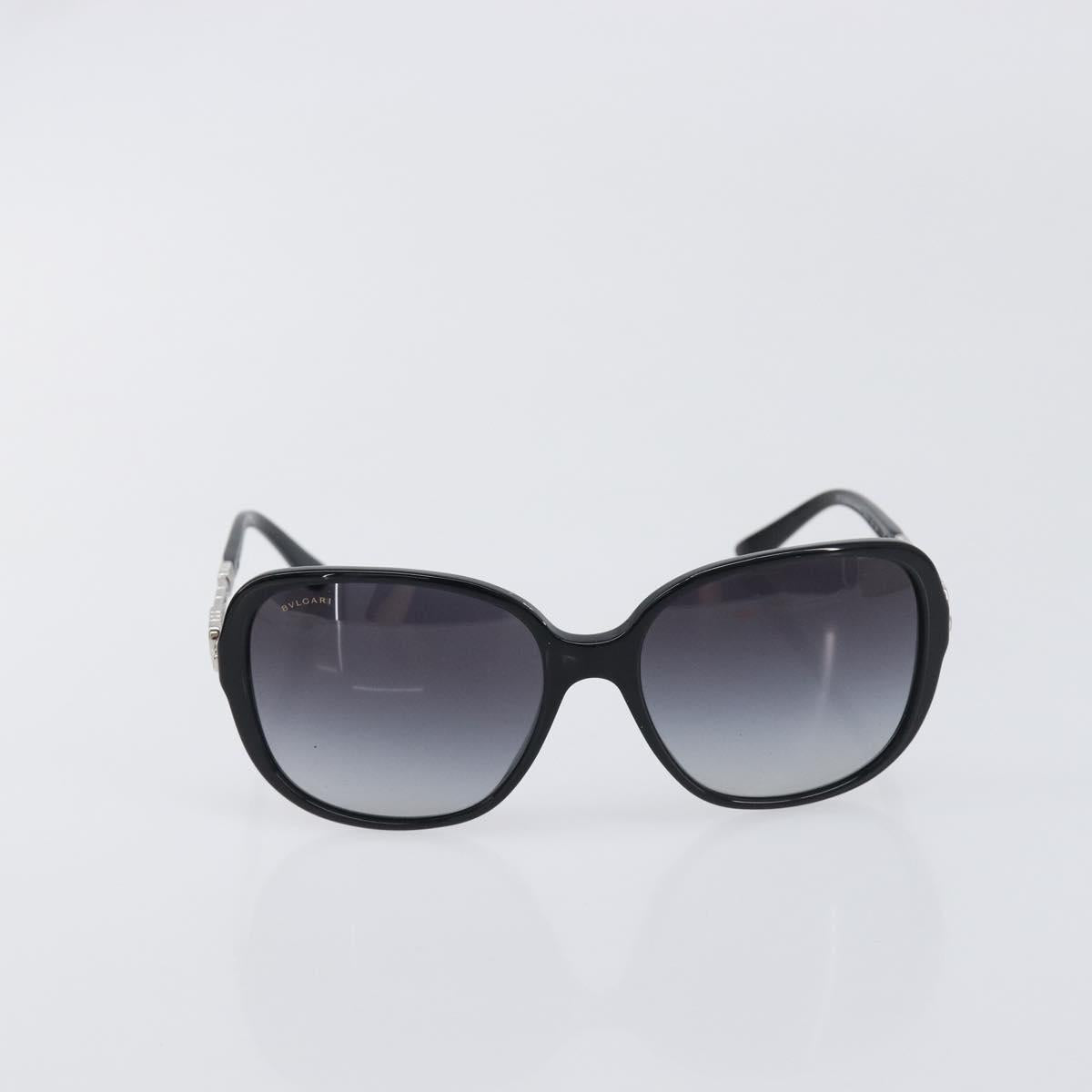 BVLGARI Sunglasses Plastic Black Silver Auth BA15183