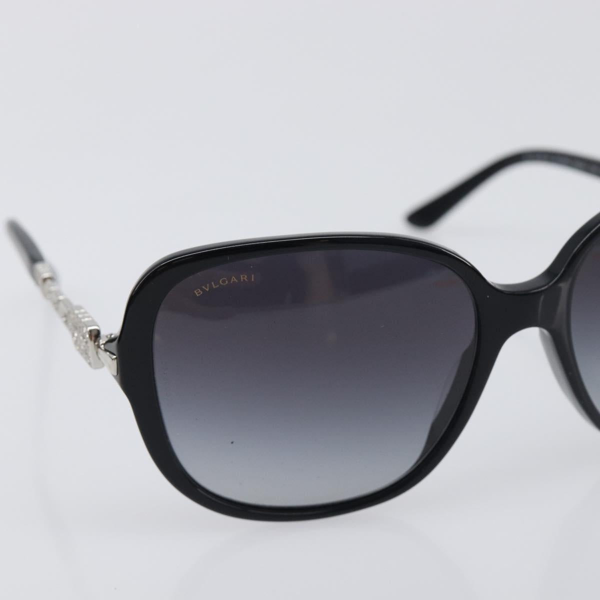 BVLGARI Sunglasses Plastic Black Silver Auth BA15183
