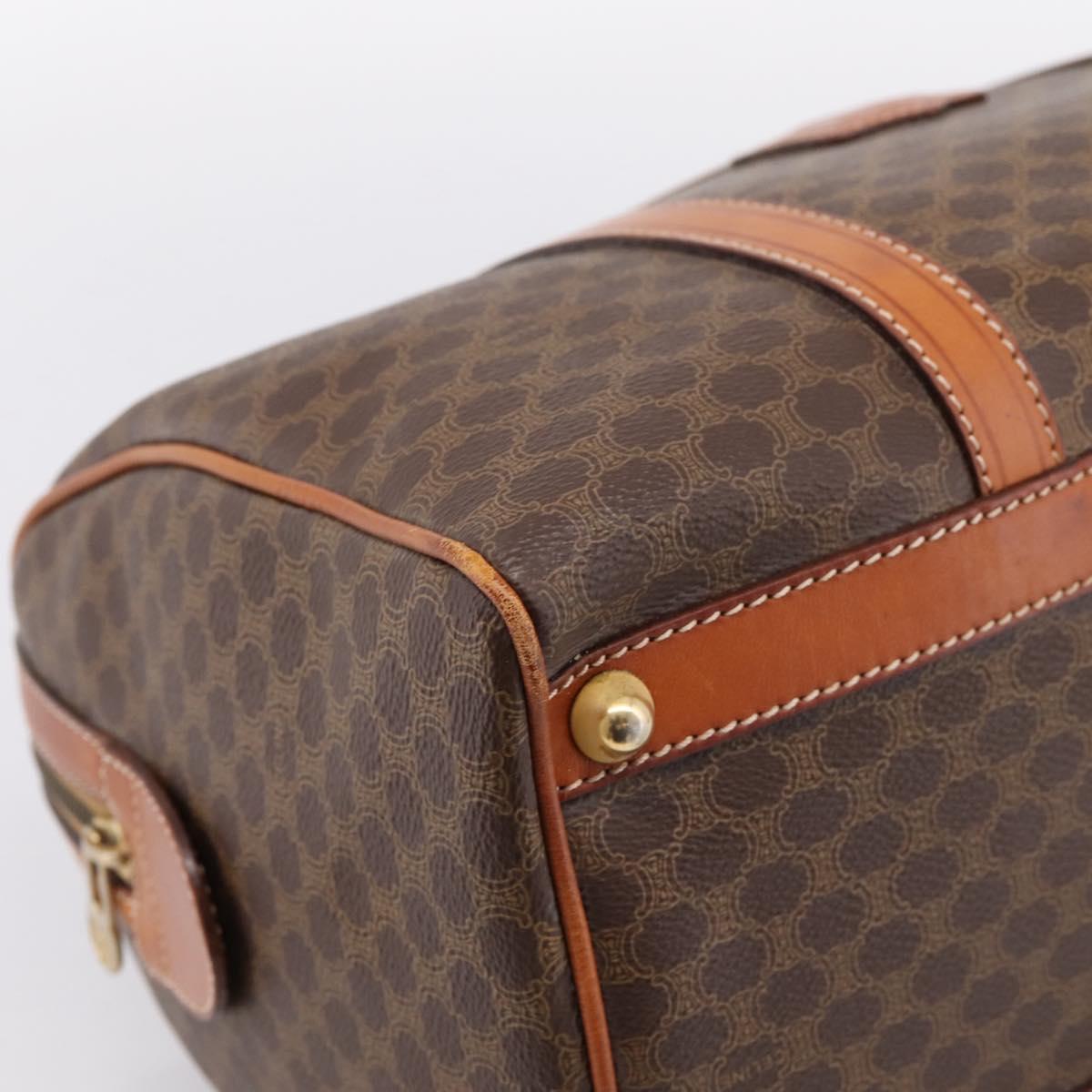 CELINE Macadam Canvas Hand Bag PVC Leather Brown Gold Auth BA15189A