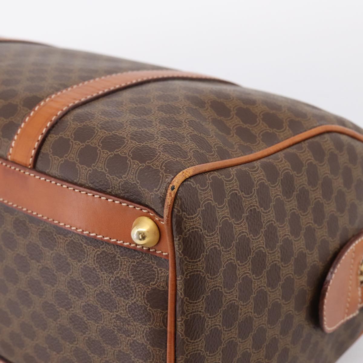 CELINE Macadam Canvas Hand Bag PVC Leather Brown Gold Auth BA15189A