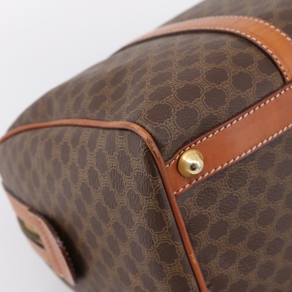 CELINE Macadam Canvas Hand Bag PVC Leather Brown Gold Auth BA15189A