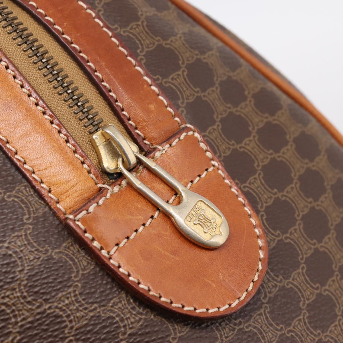 CELINE Macadam Canvas Hand Bag PVC Leather Brown Gold Auth BA15189A