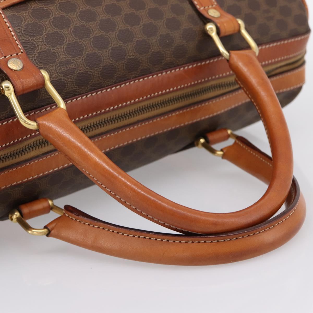 CELINE Macadam Canvas Hand Bag PVC Leather Brown Gold Auth BA15189A