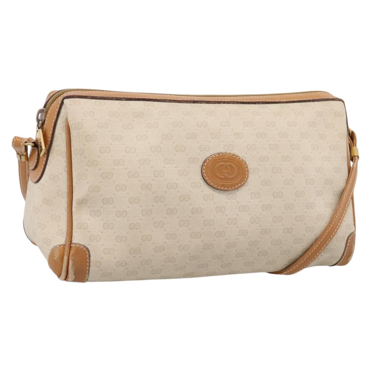 GUCCI Micro GG Supreme Shoulder Bag PVC Ivory Gold 007 32 0042 Auth BA15195