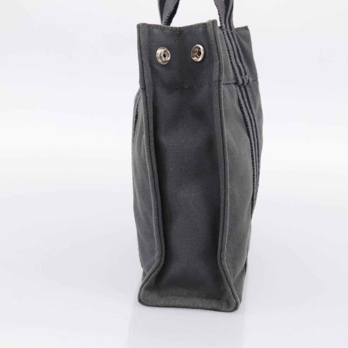 HERMES Fourre Tout PM Hand Bag cotton Gray Silver Auth BA15196