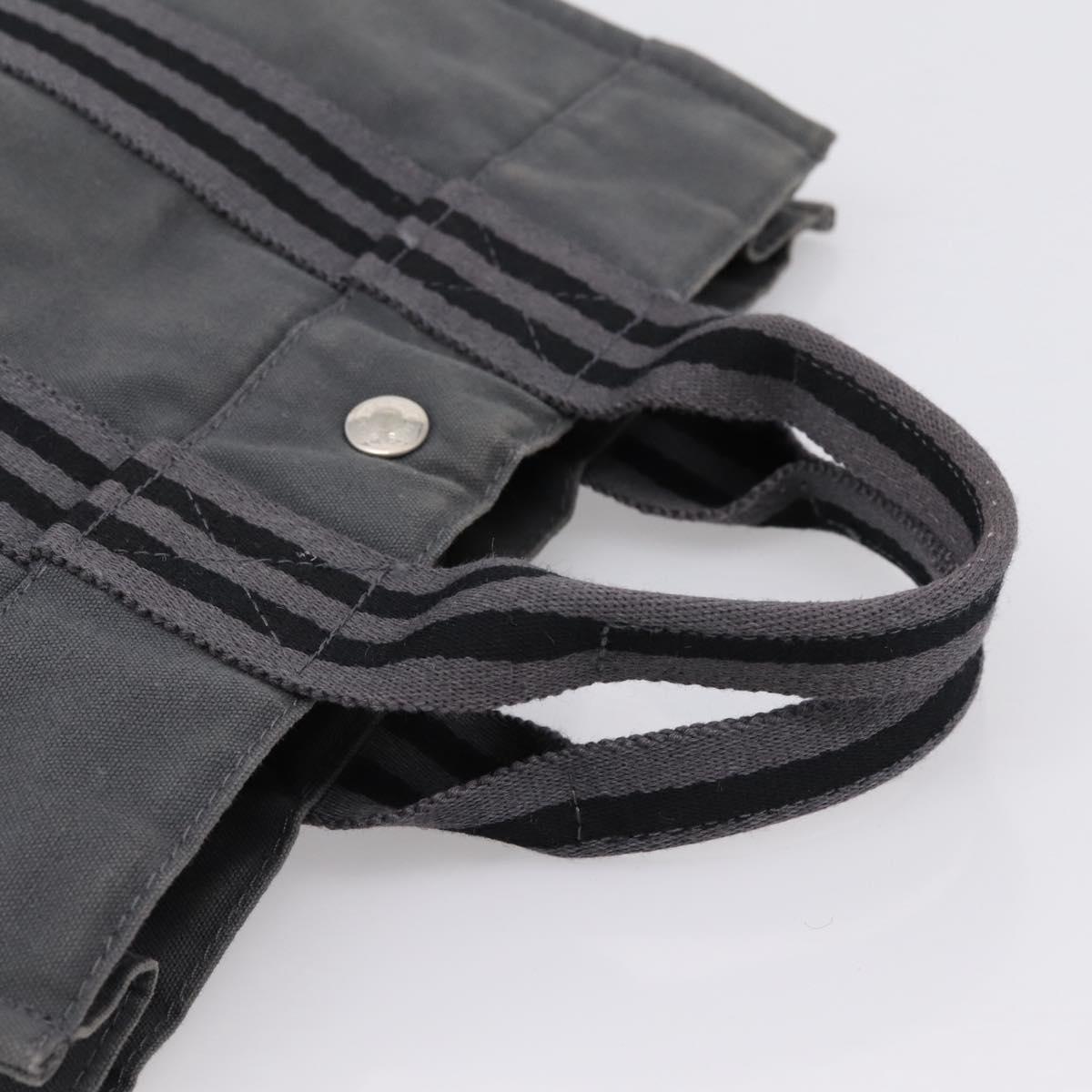 HERMES Fourre Tout PM Hand Bag cotton Gray Silver Auth BA15196