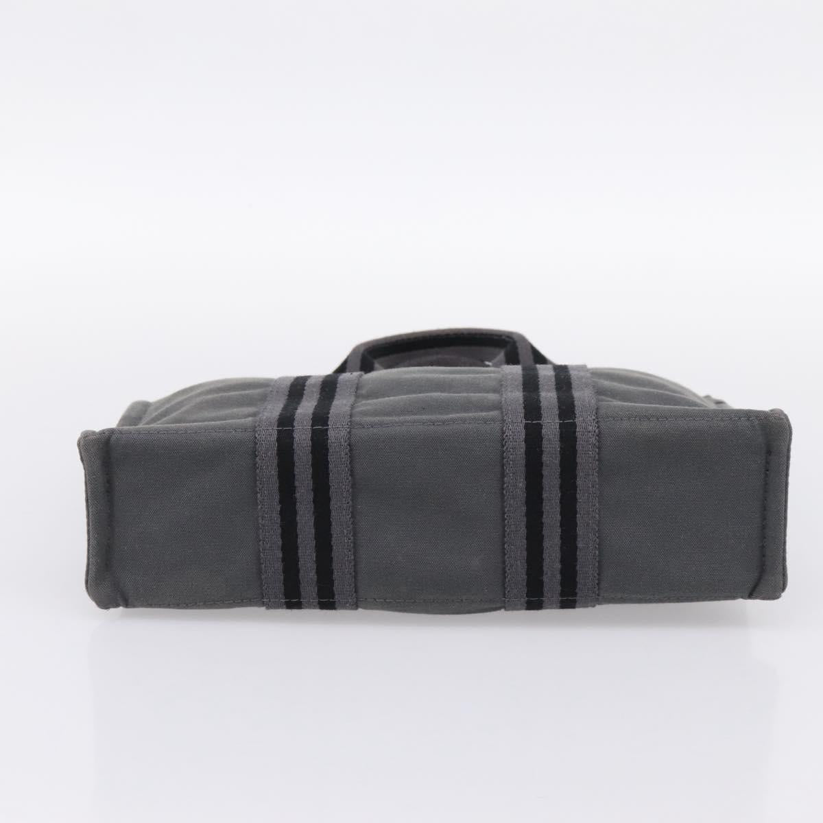 HERMES Fourre Tout PM Hand Bag cotton Gray Silver Auth BA15196