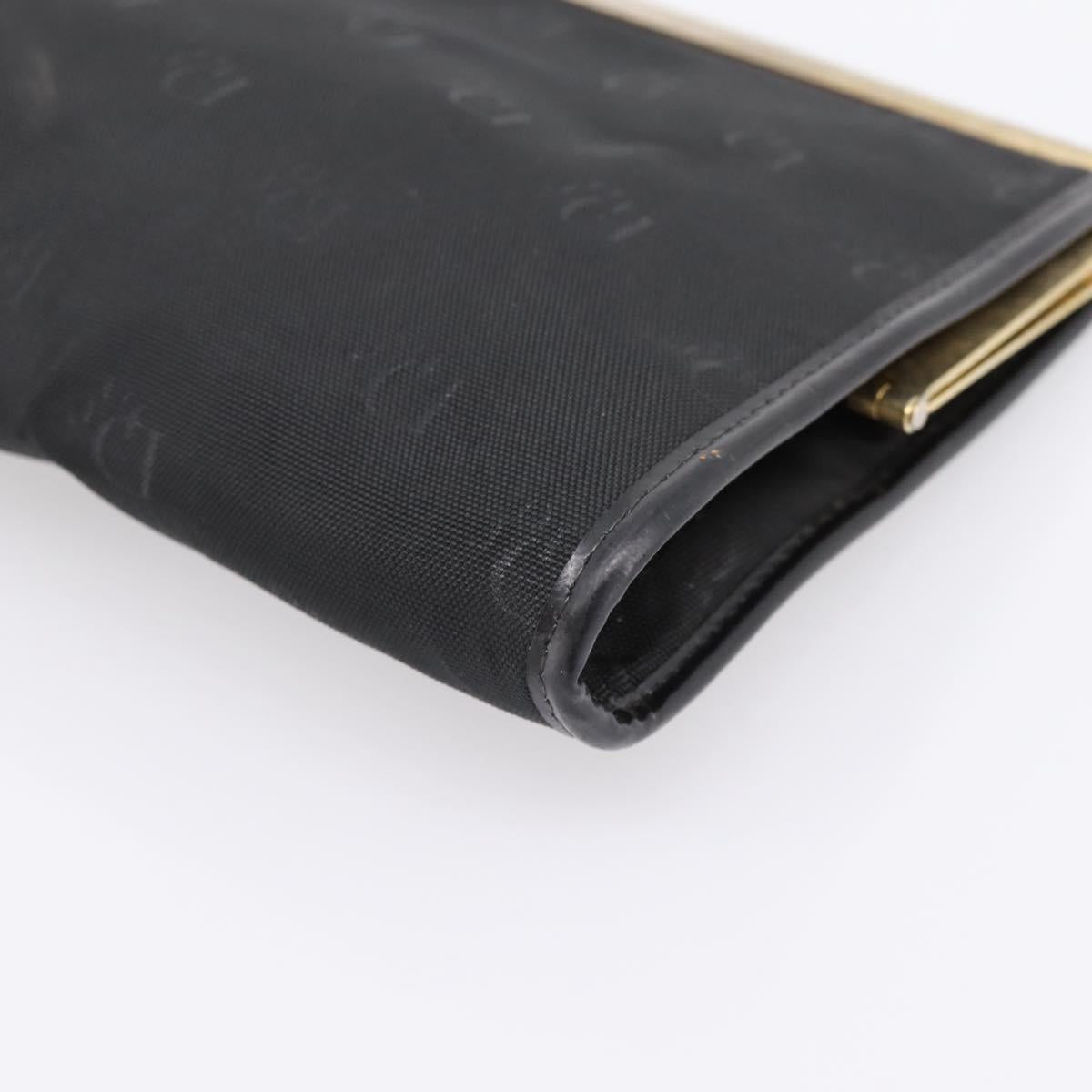 Christian Dior Trotter Canvas Clutch Bag Nylon Black Gold Auth BA15198