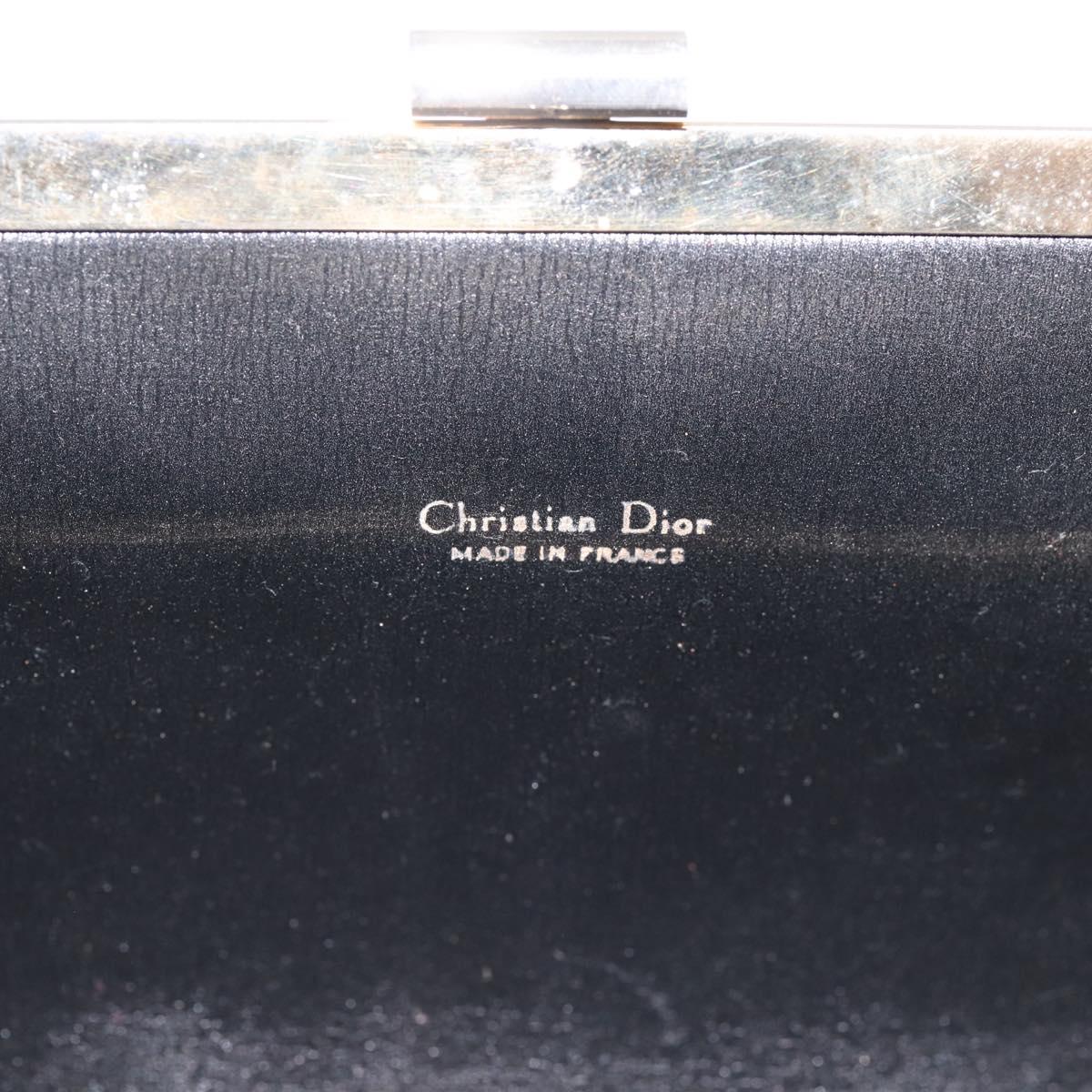 Christian Dior Trotter Canvas Clutch Bag Nylon Black Gold Auth BA15198