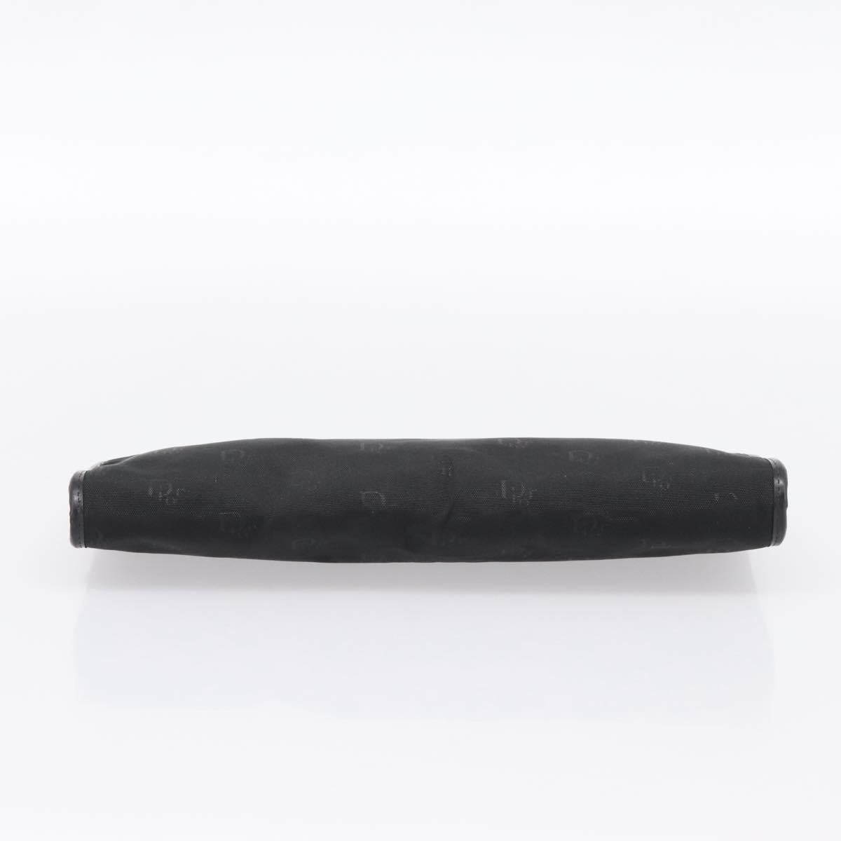 Christian Dior Trotter Canvas Clutch Bag Nylon Black Gold Auth BA15198