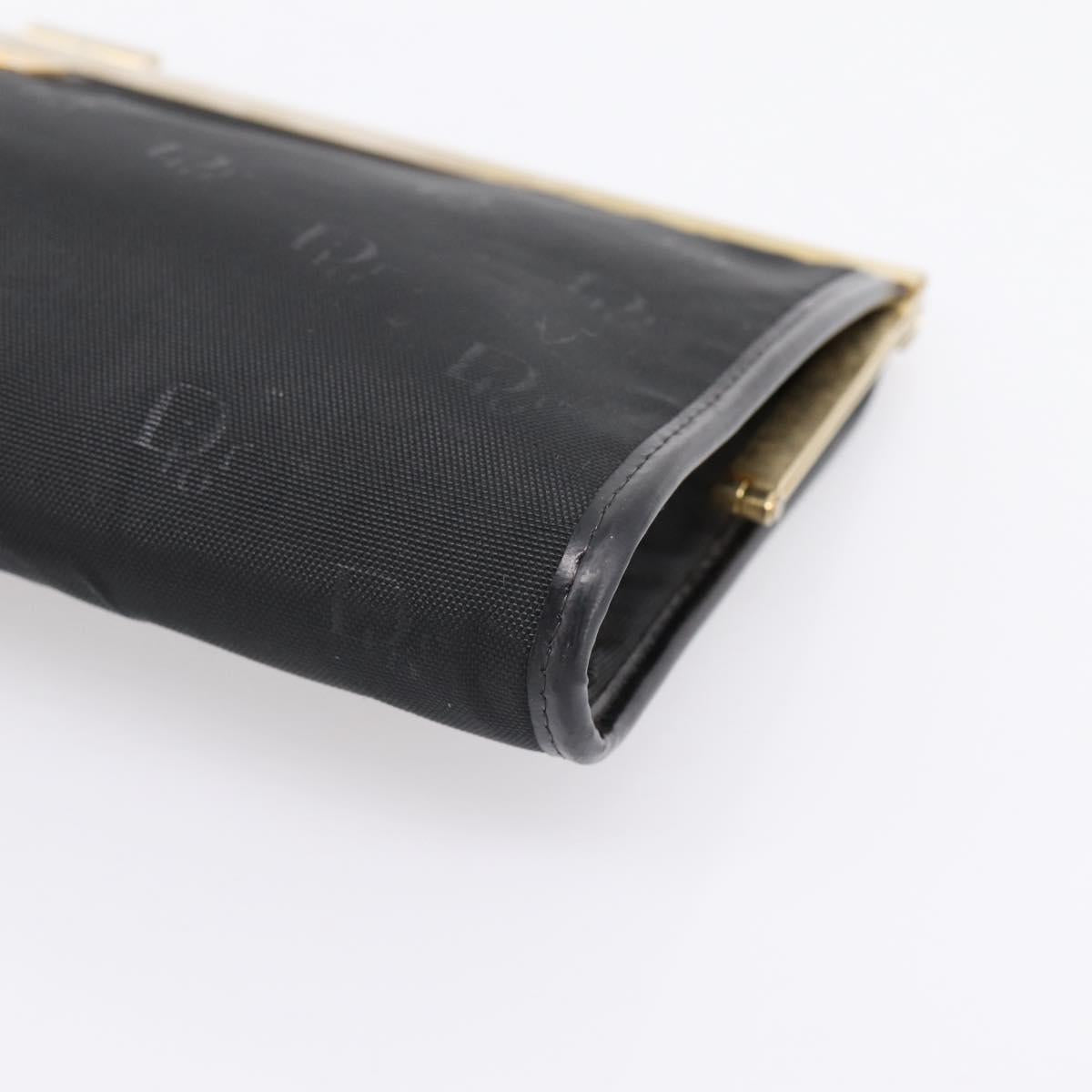 Christian Dior Trotter Canvas Clutch Bag Nylon Black Gold Auth BA15198