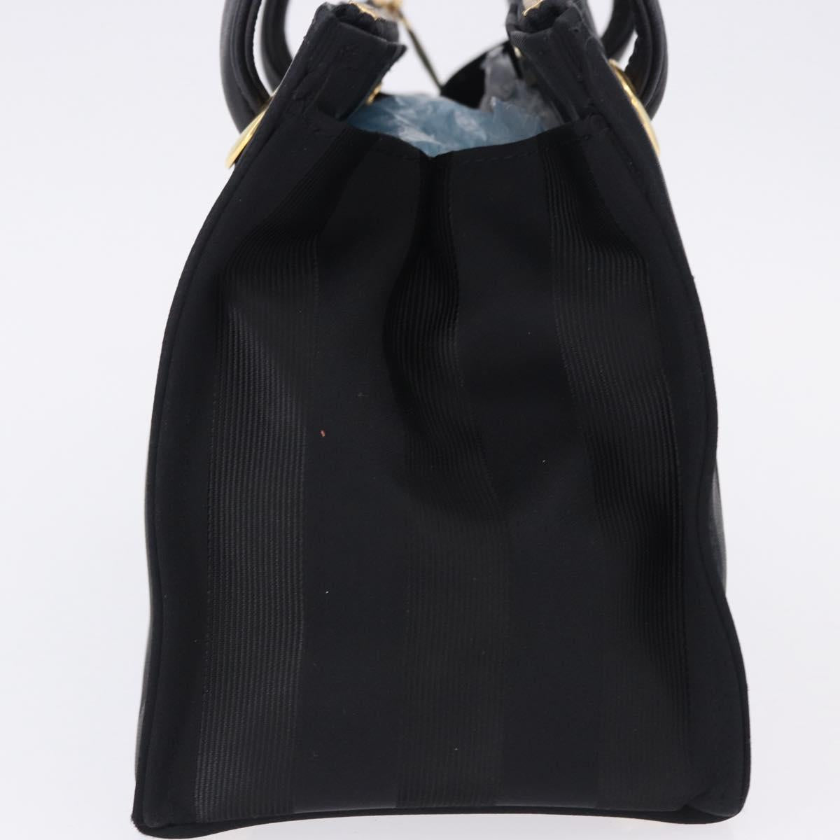 VALENTINO Hand Bag Nylon Black Gold Auth BA15199