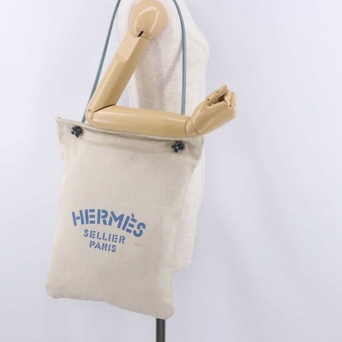 HERMES Aline GM Shoulder Bag cotton Beige Gold Auth BA15206