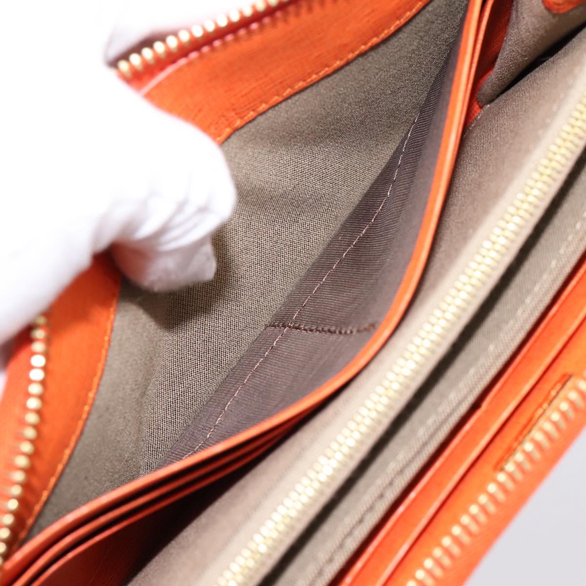 FENDI Long Wallet Leather Orange Silver Auth BA15216V