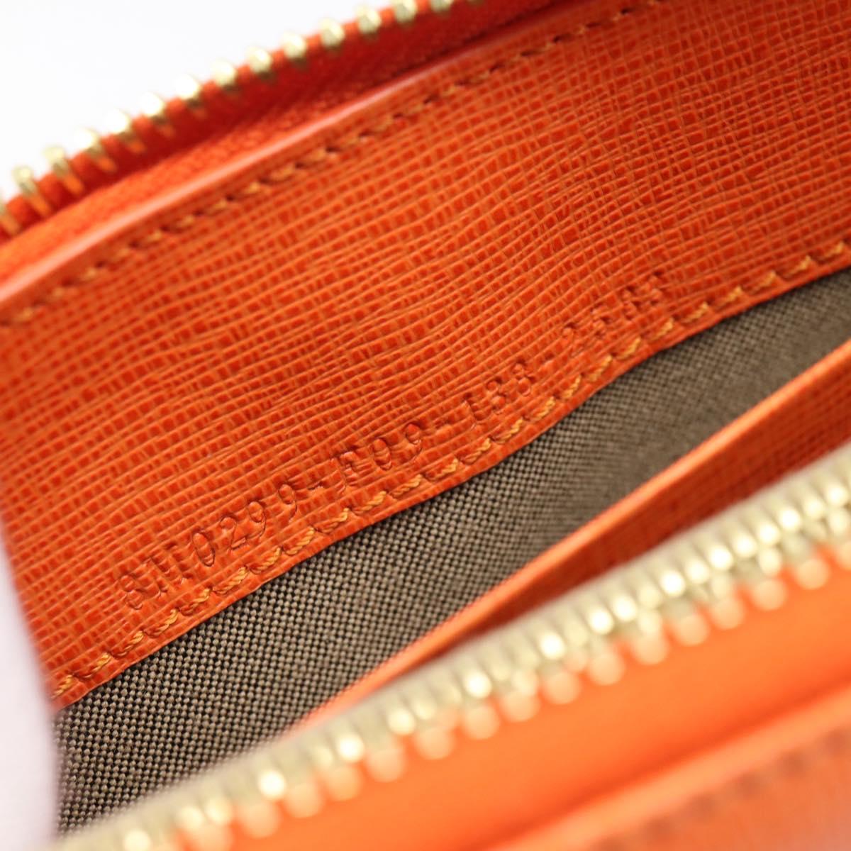 FENDI Long Wallet Leather Orange Silver Auth BA15216V