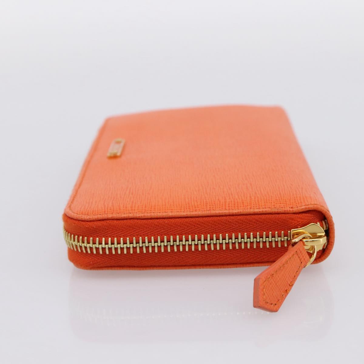 FENDI Long Wallet Leather Orange Silver Auth BA15216V