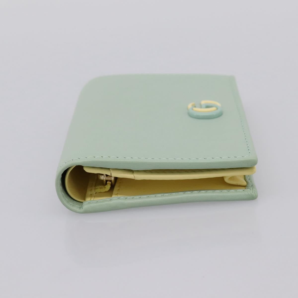 GUCCI GG Marmont Bifold Wallet Leather Green 790055 Auth BA15223M
