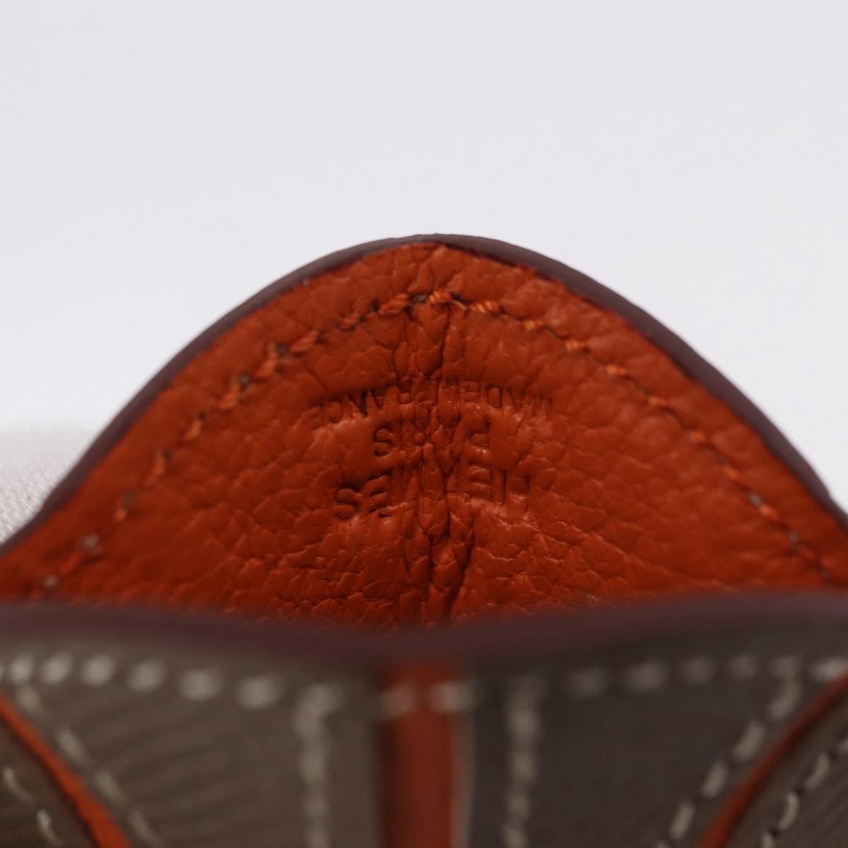 HERMES Basketball Key Ring Leather Orange Silver Auth BA15224V