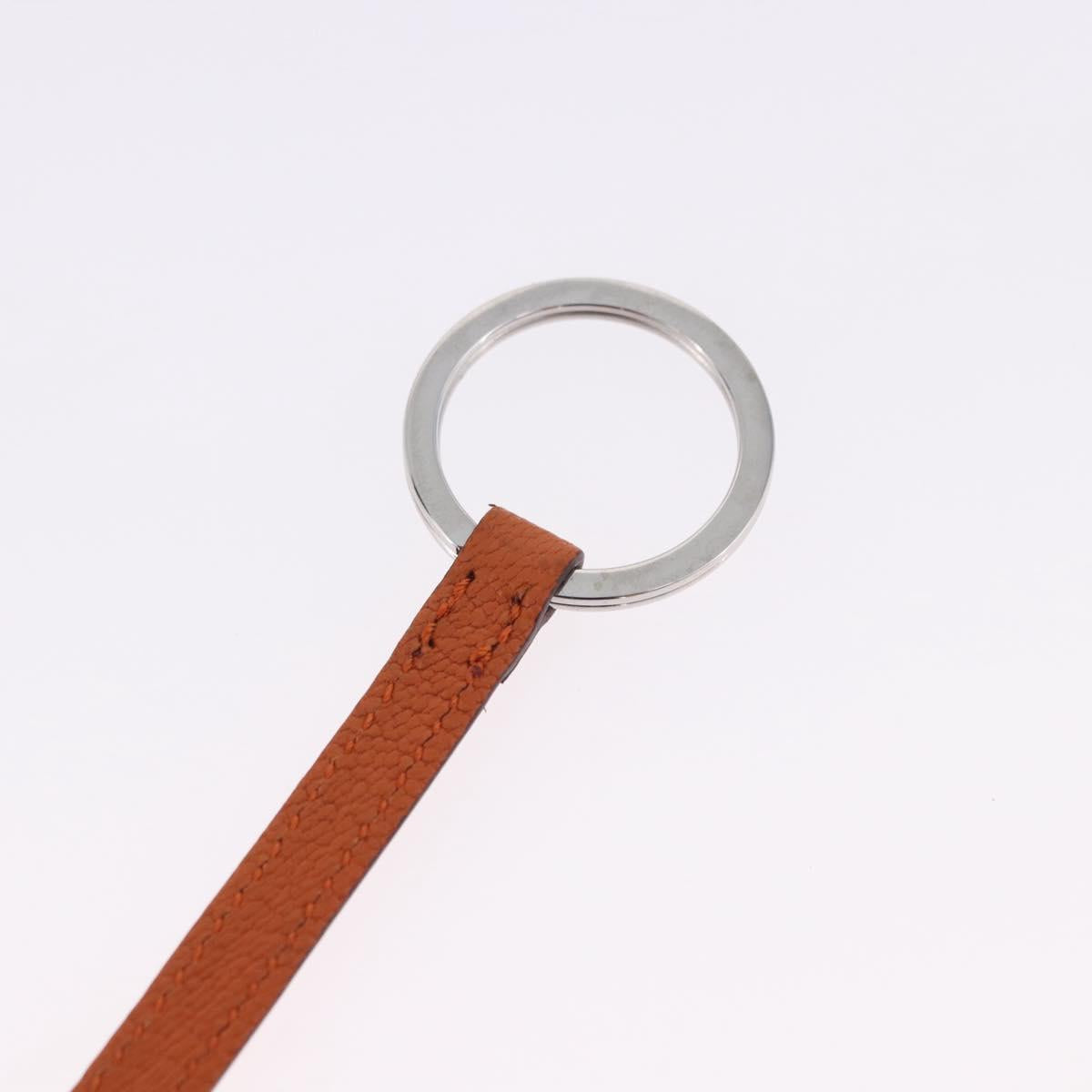 HERMES Basketball Key Ring Leather Orange Silver Auth BA15224V