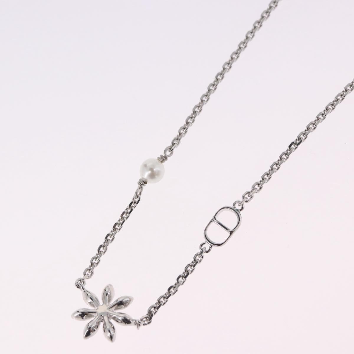 Christian Dior Necklace metal Silver Auth BA15231M