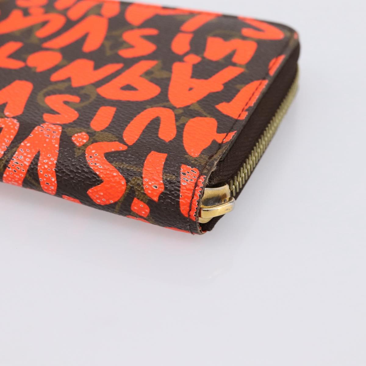LOUIS VUITTON Monogram Graffiti Zippy Long Wallet Orange M93711 LV Auth BA15238