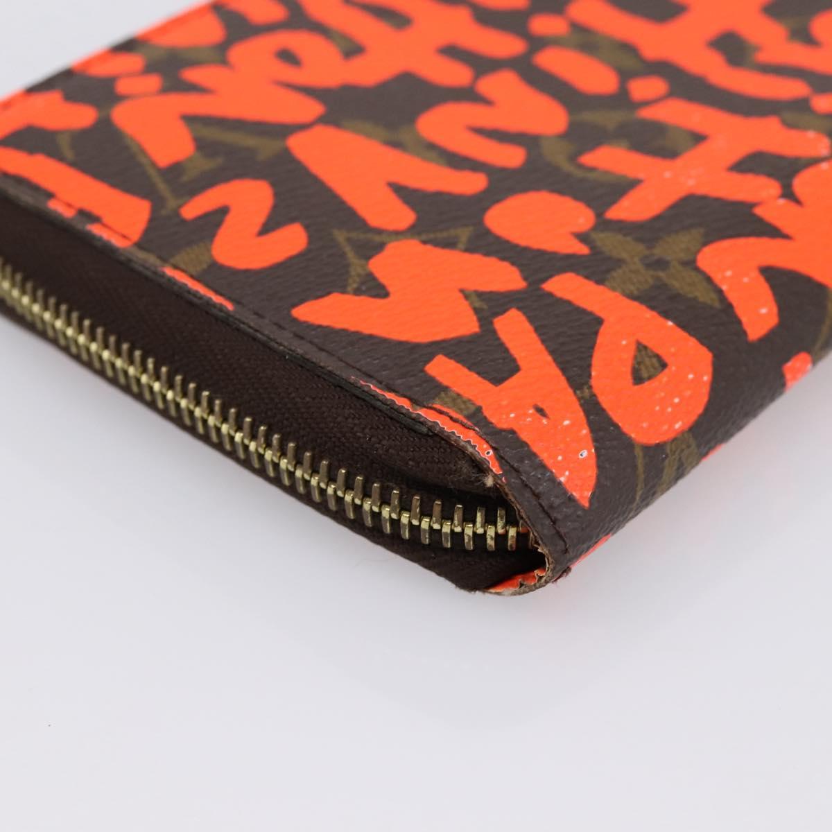 LOUIS VUITTON Monogram Graffiti Zippy Long Wallet Orange M93711 LV Auth BA15238