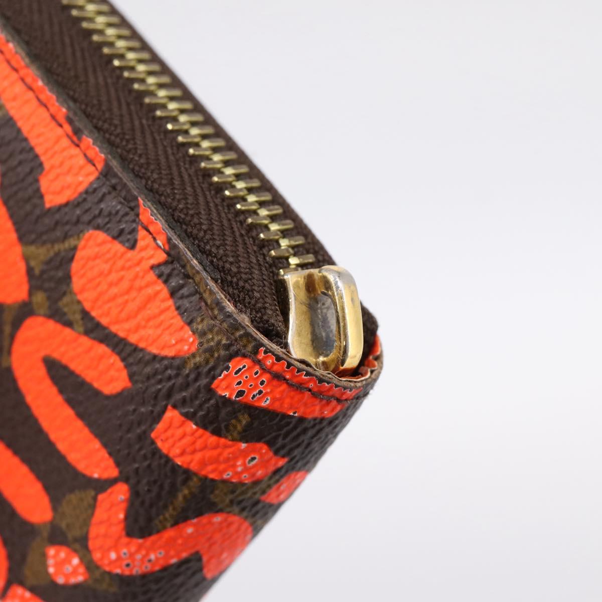 LOUIS VUITTON Monogram Graffiti Zippy Long Wallet Orange M93711 LV Auth BA15238