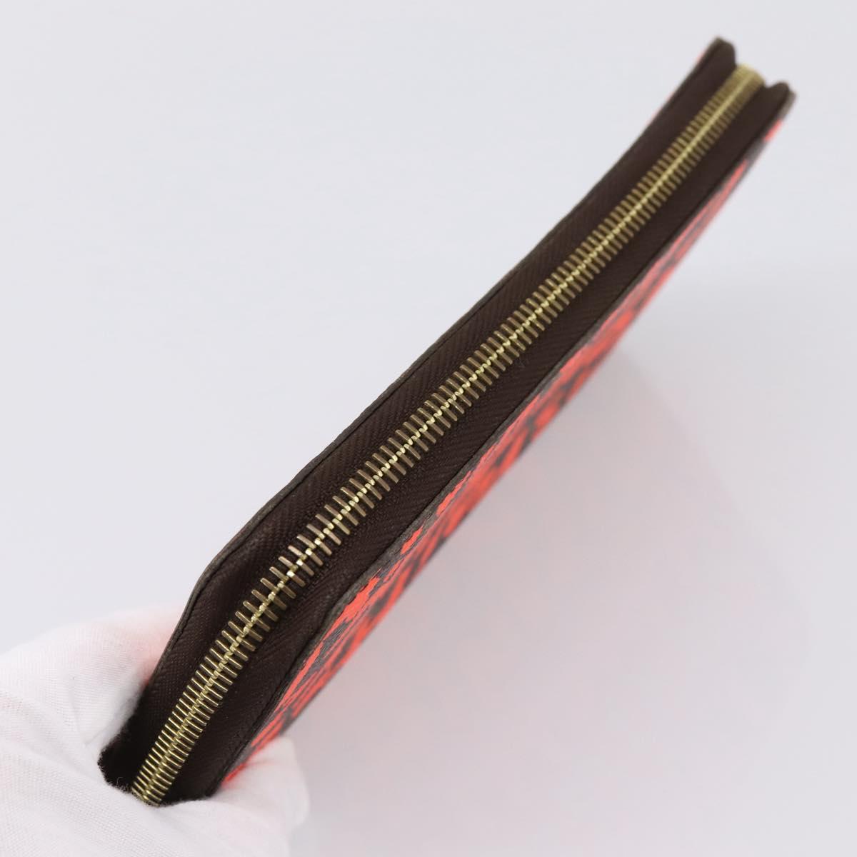 LOUIS VUITTON Monogram Graffiti Zippy Long Wallet Orange M93711 LV Auth BA15238