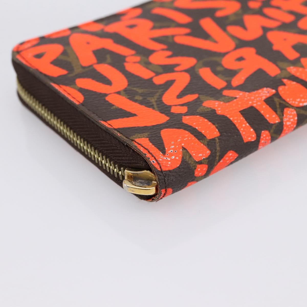 LOUIS VUITTON Monogram Graffiti Zippy Long Wallet Orange M93711 LV Auth BA15238