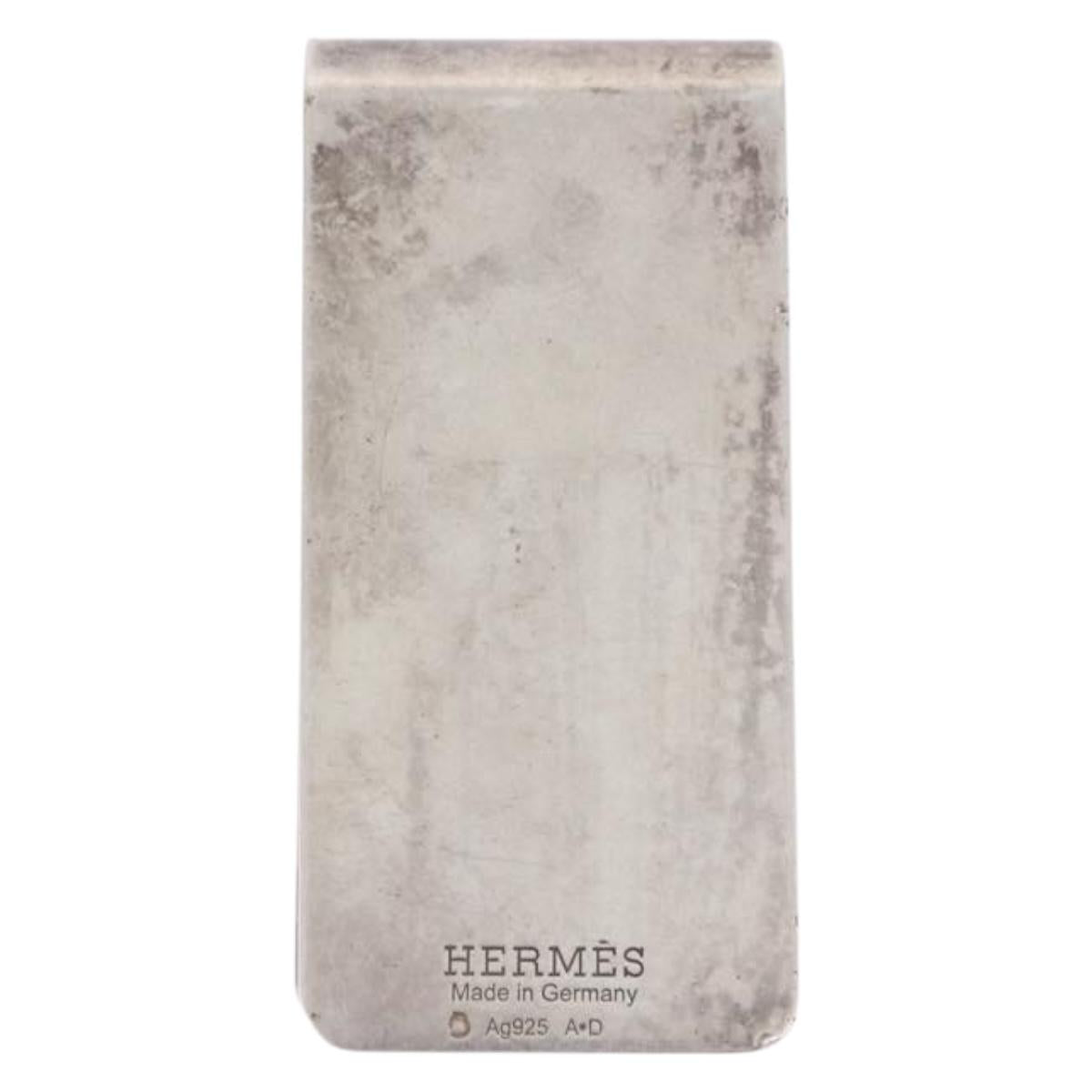 HERMES Money Clip Ag925 Silver Auth BA15239