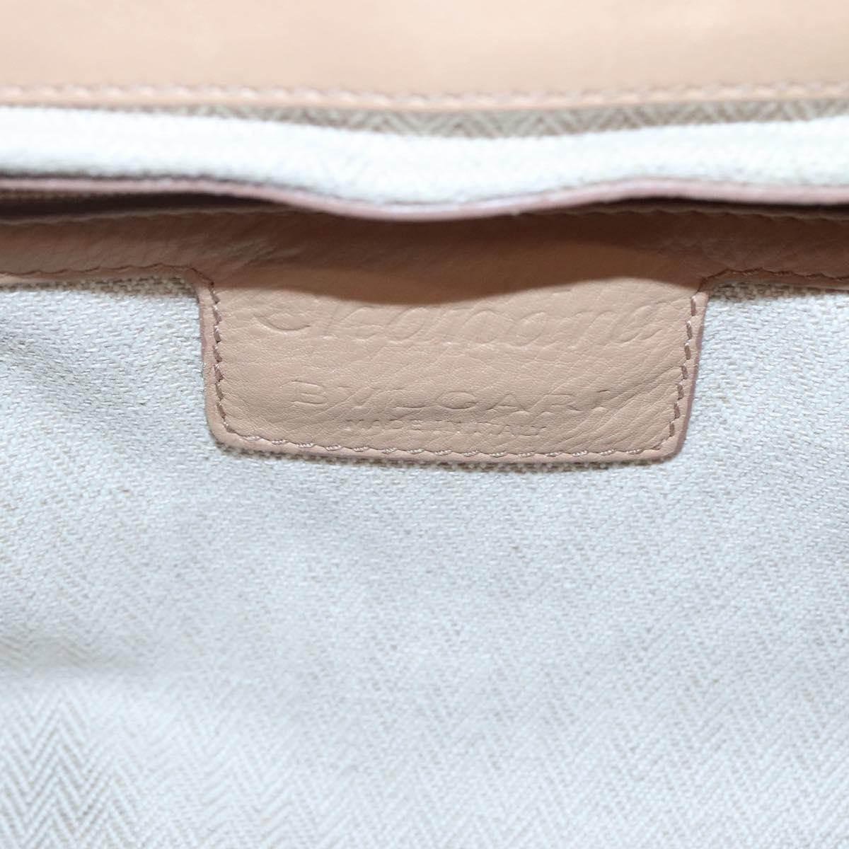 BVLGARI Chandra Hand Bag Canvas Beige Auth BA1524