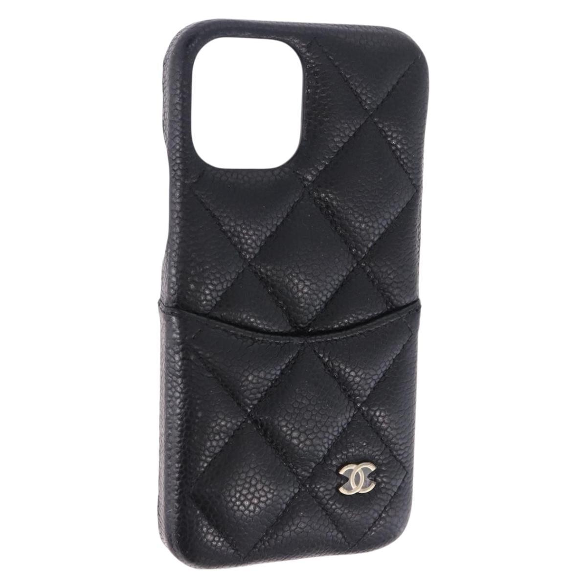 CHANEL iPhone11 iPhone Case Caviar Skin Black CC Auth BA15247V
