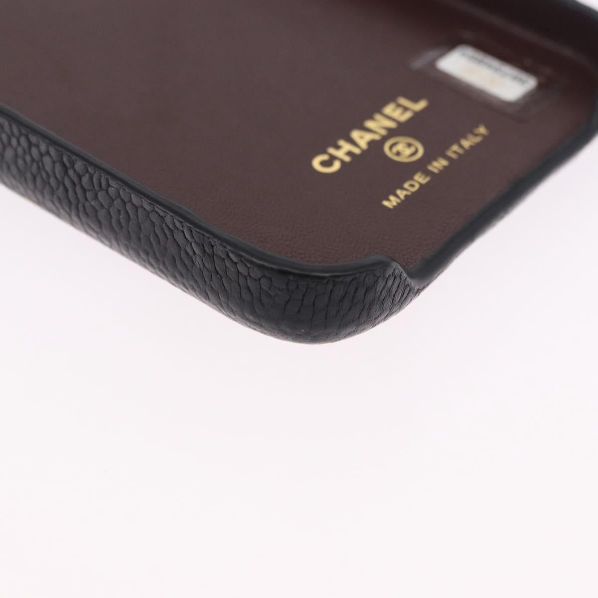 CHANEL iPhone11 iPhone Case Caviar Skin Black CC Auth BA15247V