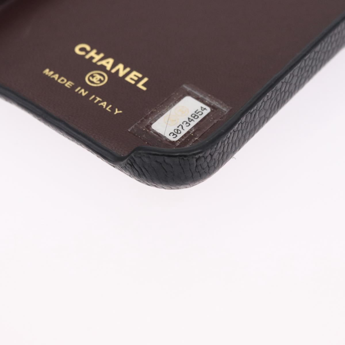 CHANEL iPhone11 iPhone Case Caviar Skin Black CC Auth BA15247V