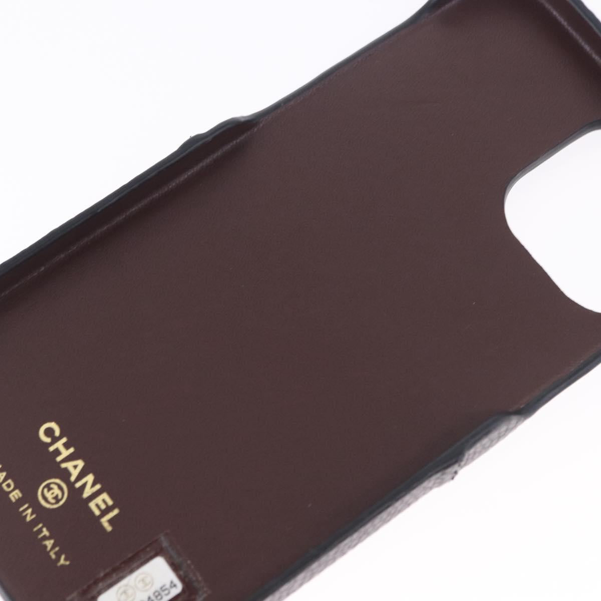 CHANEL iPhone11 iPhone Case Caviar Skin Black CC Auth BA15247V