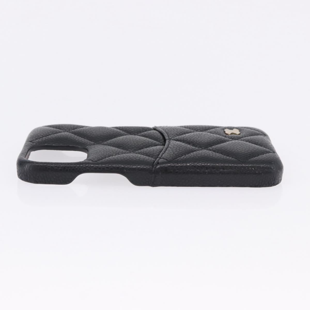 CHANEL iPhone11 iPhone Case Caviar Skin Black CC Auth BA15247V