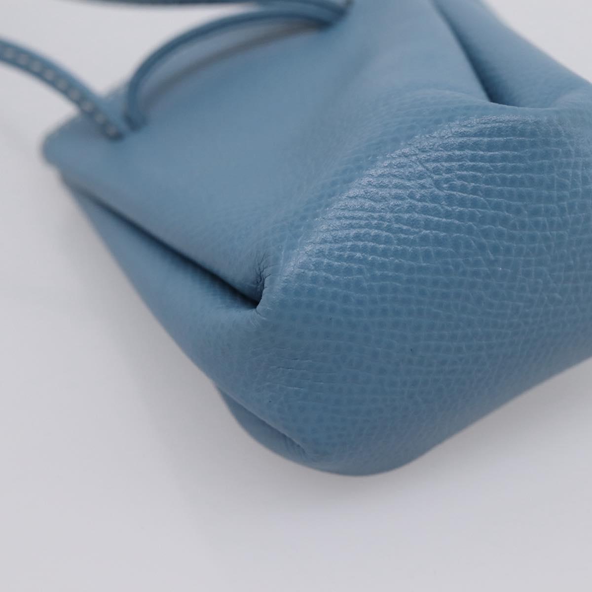 HERMES Vespa Pouch Leather Blue Gold Auth BA15248V