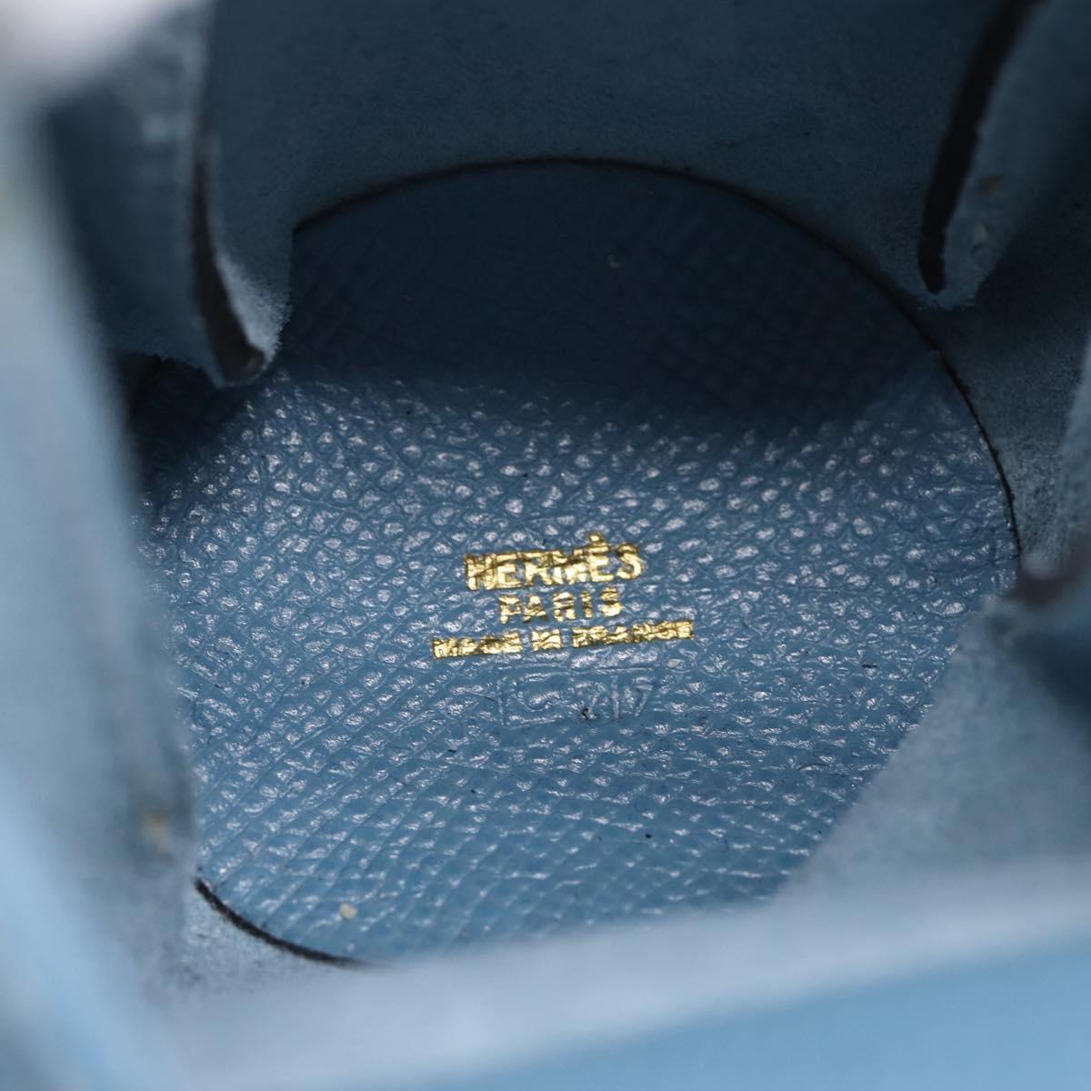 HERMES Vespa Pouch Leather Blue Gold Auth BA15248V